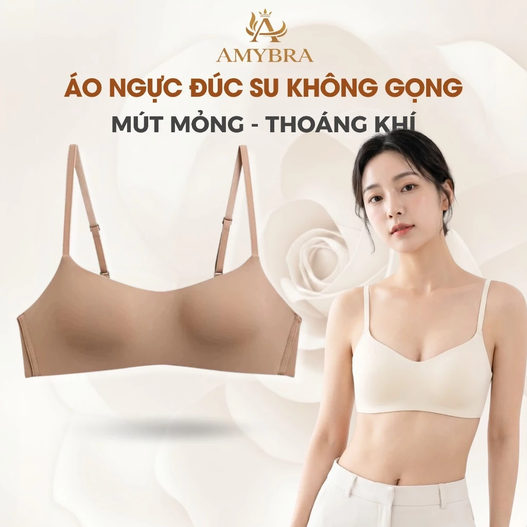 Áo Ngực Không Gọng Đúc Su Liền Mảnh Mỏng Nhẹ, Áo Lót Học Sinh Mút Mỏng Tự Nhiên AMYBRA A141