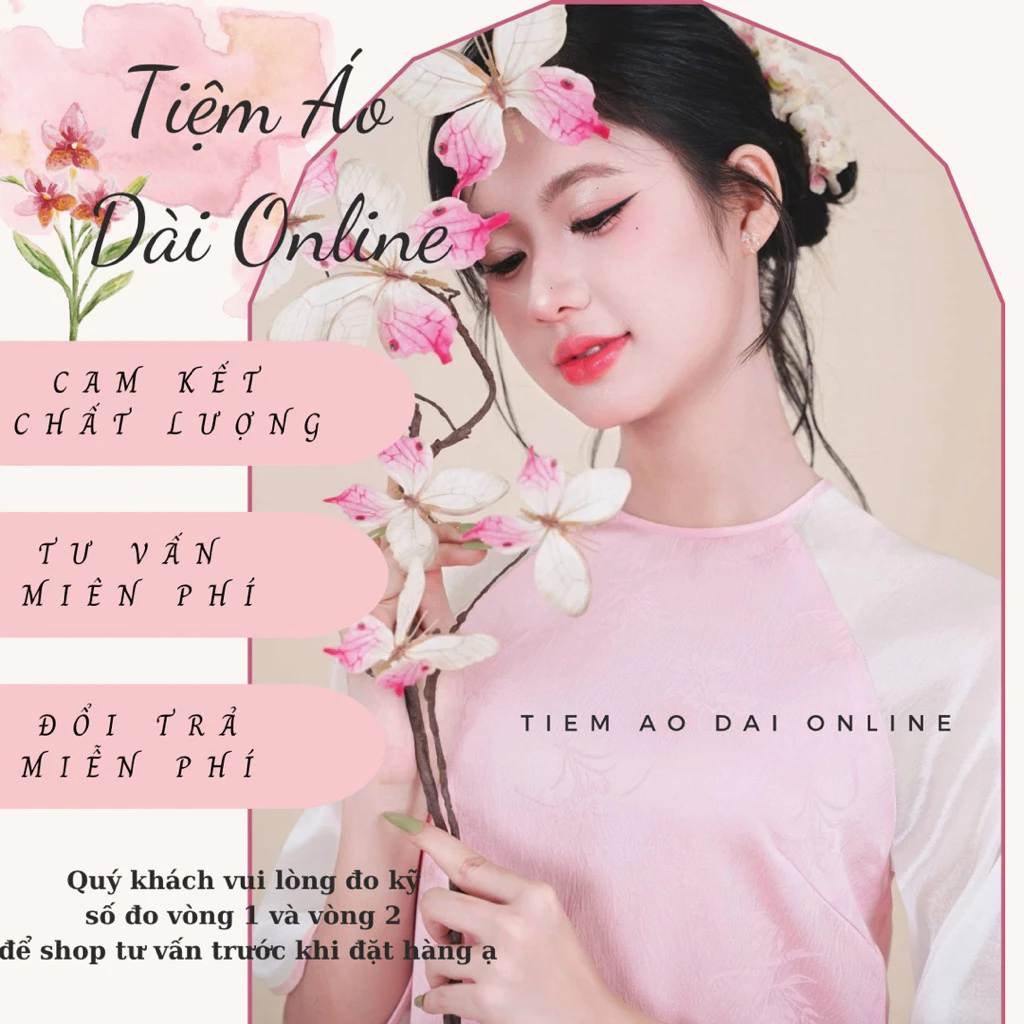 Áo dài nữ hồng pastel dịu dàng Tay lỡ thanh lịch, form suông tôn dáng–Vải mềm mịn cao cấp, mặc Tết/đi chơi/chụp ảnh xinh