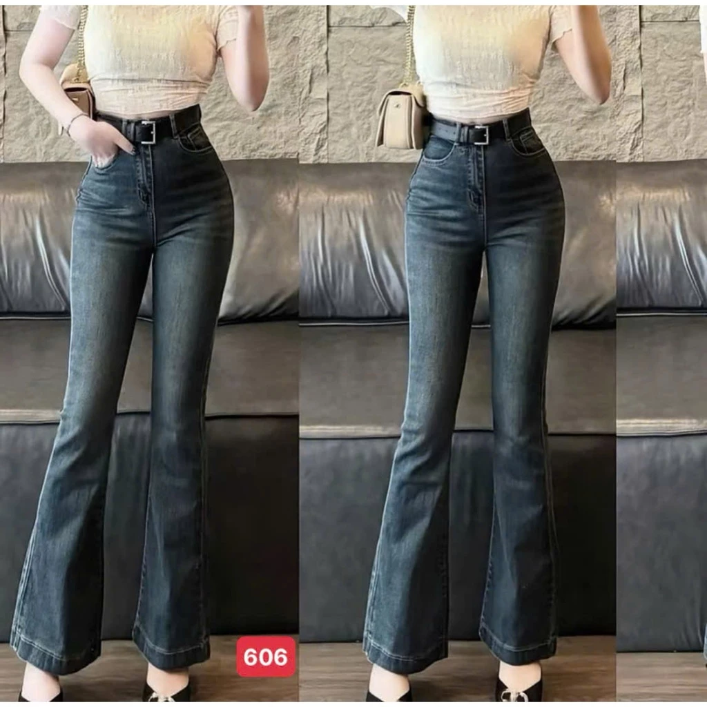 Quần Jean Nữ ống loe lưng cao, Quần bò nữ co giãn mẫu mới đẹp form ôm chuẩn dáng Lady Fashion - QJN602