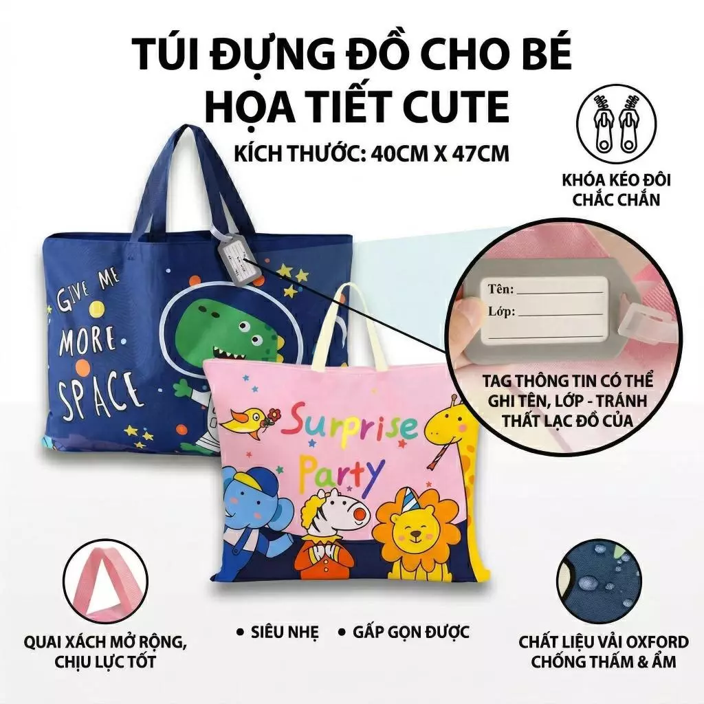 Túi Đựng Đồ Cho Bé Túi Xách Đựng Chăn Bông Cho Bé  Hoạ Tiết Hoạt Hình Đáng Yêu, Túi Bà Bầu Mommy Tiện Lợi