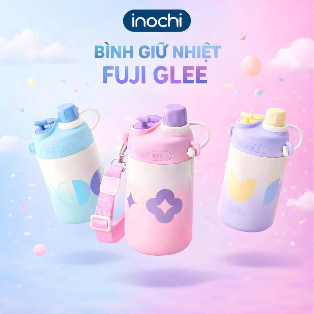 Bình Giữ Nhiệt Fuji Glee Inochi 580ml - Inox 316 Có Ống Hút Giữ Nóng Lạnh 6H+ Dây Đeo Tiện Lợi