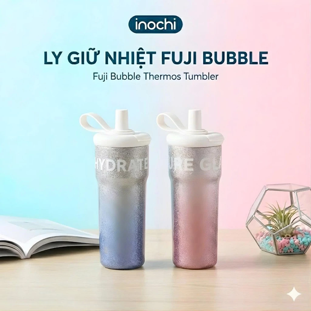 Ly giữ nhiệt Inochi Fuji Bubble 600ml - inox 304 5 lớp giữ nóng lạnh 6h cốc giữ nhiệt cao cấp