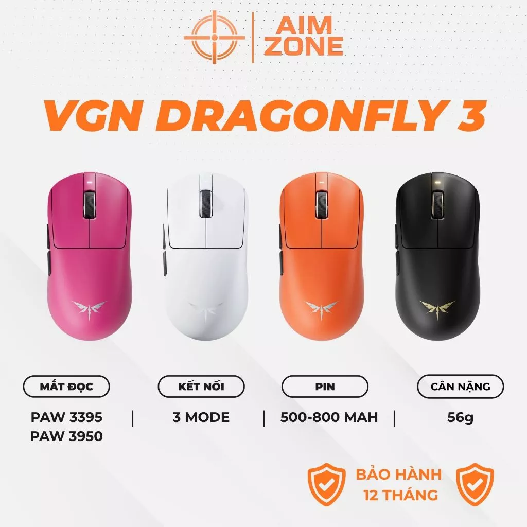Chuột Gaming Không Dây VGN Dragonfly 3 SE | Pro | ProMax | Master | Master Plus - NEWSEAL - BH12T