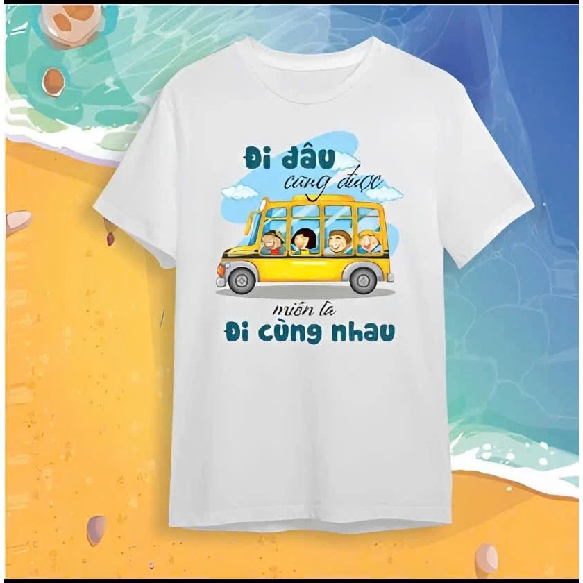 (TRẮNG) Áo Đồng Phục Team Đi Biển Áo Thun Du Lịch Hè In Chữ Theo Yêu Cầu-Áo Gia Đình,Nhóm