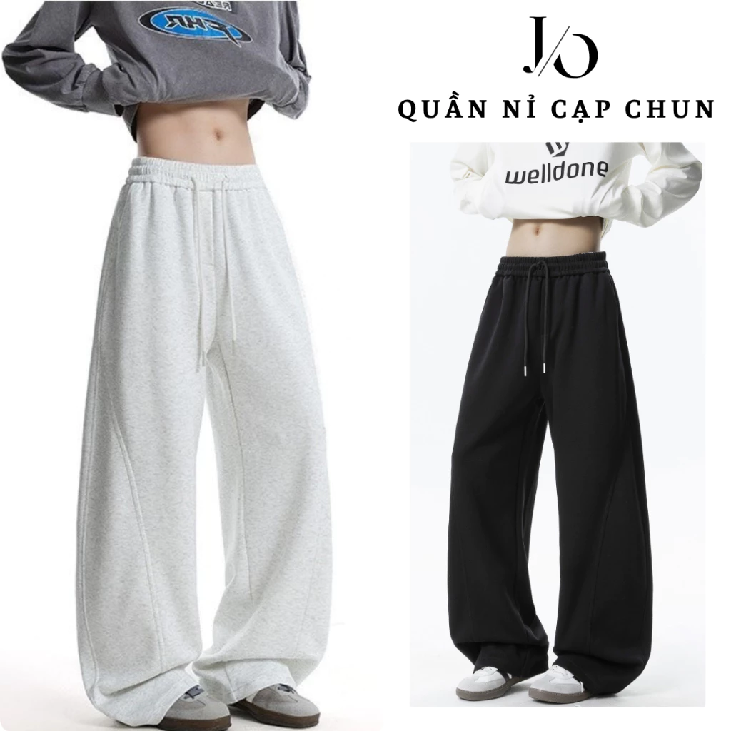 Quần Nỉ BIGSIZE Suông Ống Rộng Nam Nữ Cạp Chun Dây Rút Local Brand Quần Nỉ Basic 2Da Form Co Giãn Dễ Phối Đồ
