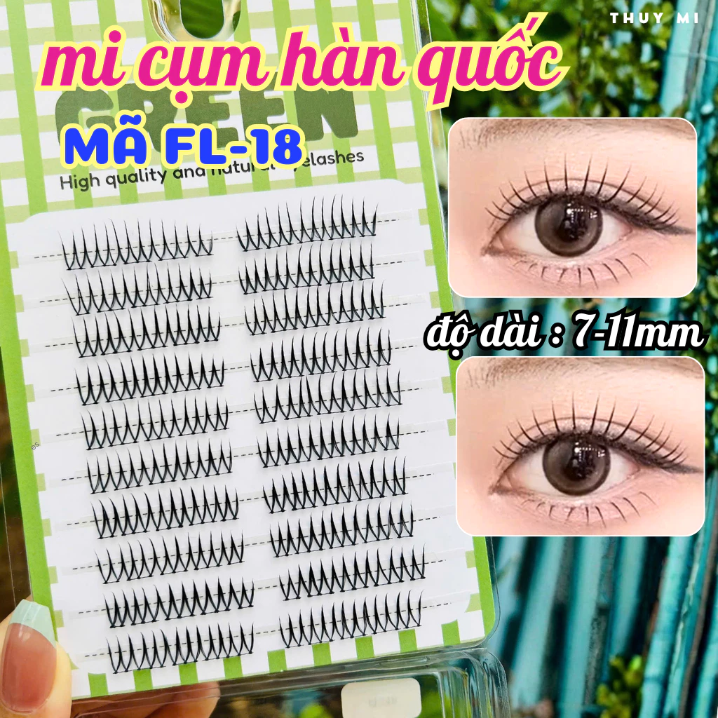 Mi Giả Hàn Quốc Đậm FL18 Độ Dài 7-11mm GREEN Thủy Mi
