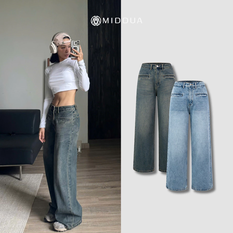 [MIDDUA] JN223 - Jeans suông túi mổ