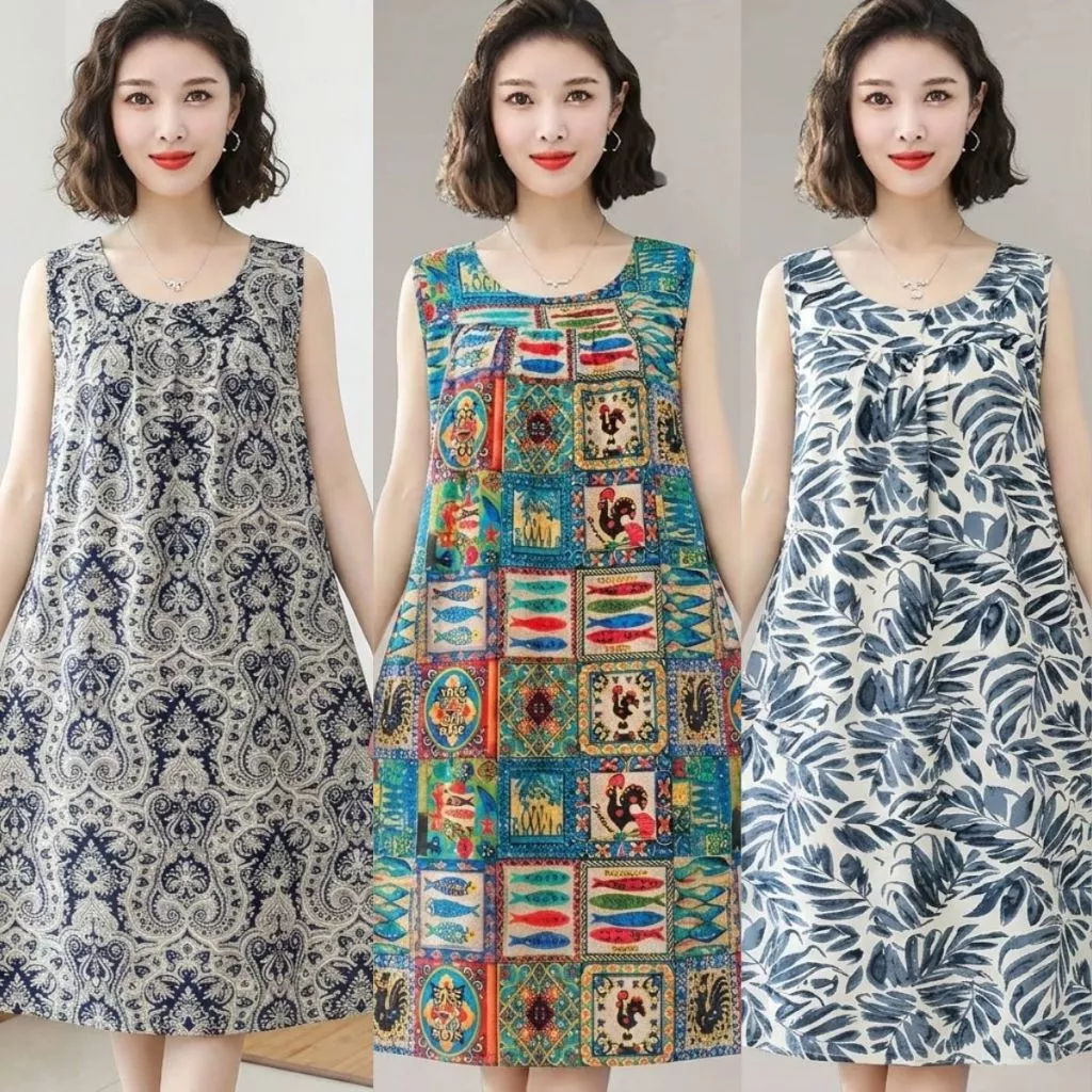 Váy đầm ngủ nữ trung niên - Đồ mặc nhà đẹp cho mẹ - Thời trang mùa hè cho người lớn tuổi trung tuổi