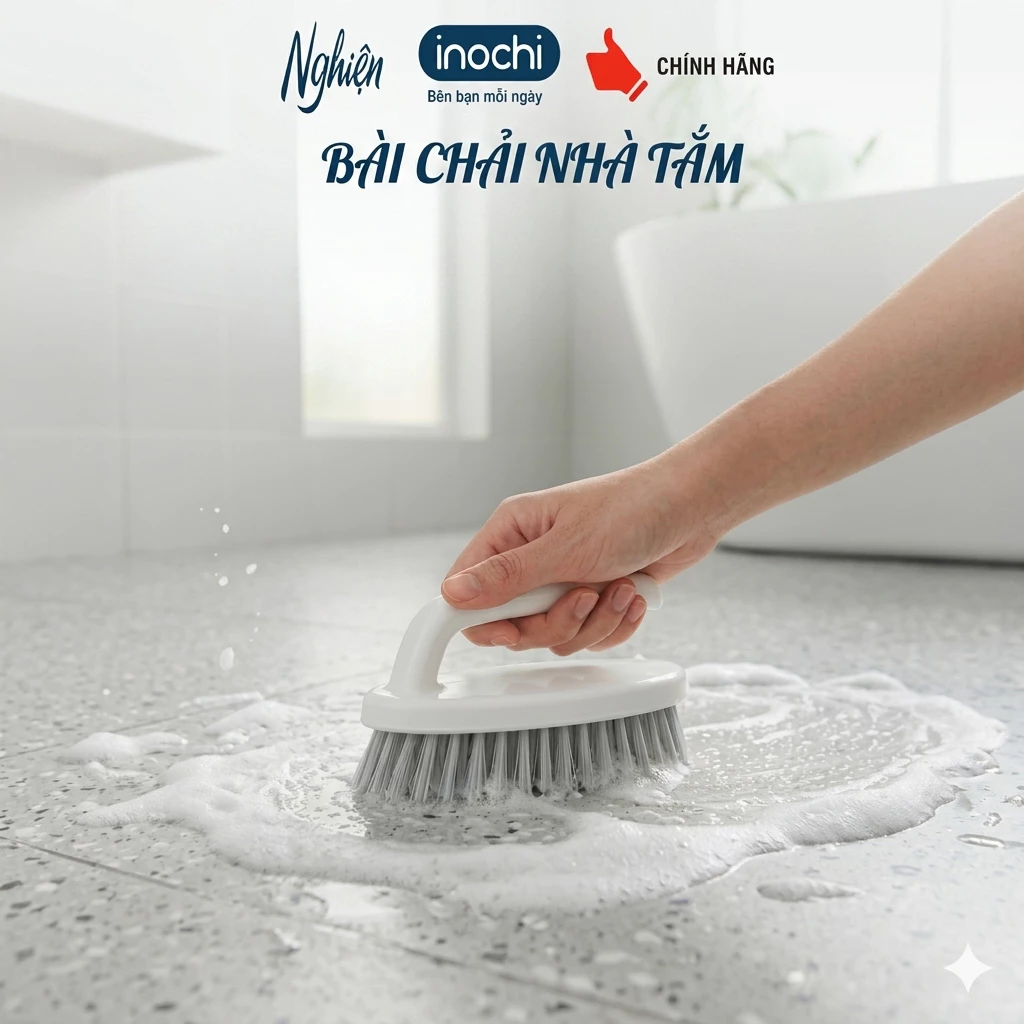 Bàn Chải Sàn Nhà Tắm Đầu Vuông/Tròn Kirei Lông bàn chải mềm nhưng đủ chắc để làm sạch đúng cách