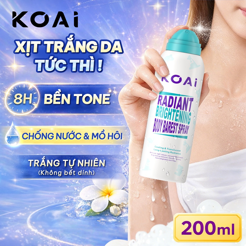 Xịt Body Koai 200ml Kem BB Chống Nước Không Bết Rít Nâng Tone Tức Thì Dưỡng…