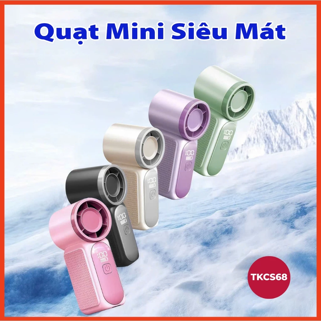 Quạt cầm tay S1 Mini, 100 mức gió, pin 1800mAh làm mát nhanh, quạt tích điện S1 Mini thiết kế đẹp, tặng kèm dây đeo