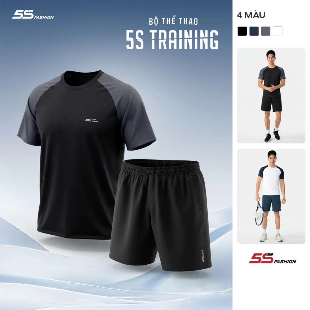 Bộ Quần Áo Thể Thao Nam 5S FASHION Tay Raglan Thiết Kế Khỏe Khoắn BTS26041-QST26030
