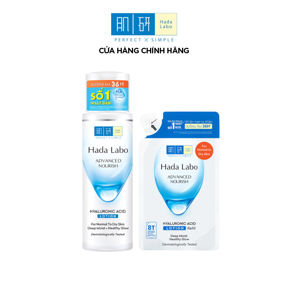 Combo Nước dưỡng ẩm & túi refill Hada Labo Advanced Nourish cho da thường/khô (Nước dưỡng 170ml+Túi refill 170ml)