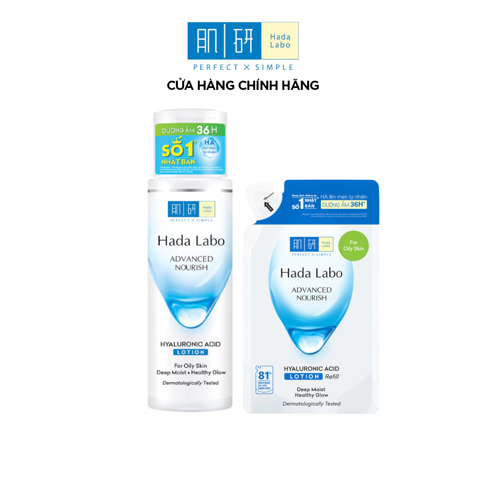 Combo Nước dưỡng ẩm & túi refill Hada Labo Advanced Nourish cho da dầu (Nước dưỡng 170ml+Túi refill 170ml)