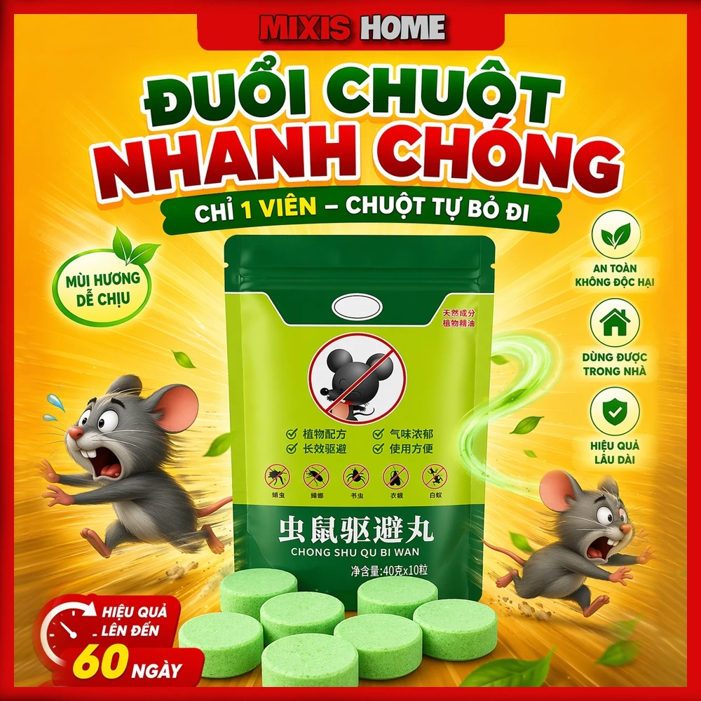 Gói 10 Viên Đuổi Chuột Thảo Mộc Dạng Nén Xua Chuột, Côn Trùng An Toàn Thú Cưng Dùng Cho Nhà Kho Bếp Gara, Ô Tô - GD310