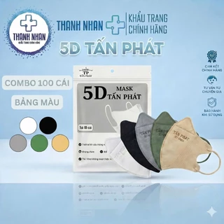 [Combo 100 Cái] Khẩu Trang 5D Tấn Phát Chính Hãng 3 Lớp, Chống Bụi Mịn, Không Lem Son
