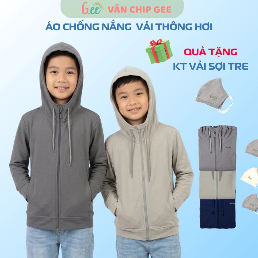 Áo chống nắng bé trai bé gái, nam nữ UPF 50+ vải cách nhiệt, vải thông hơi dày dặn chống nắng, chống tia UV size 10-75kg
