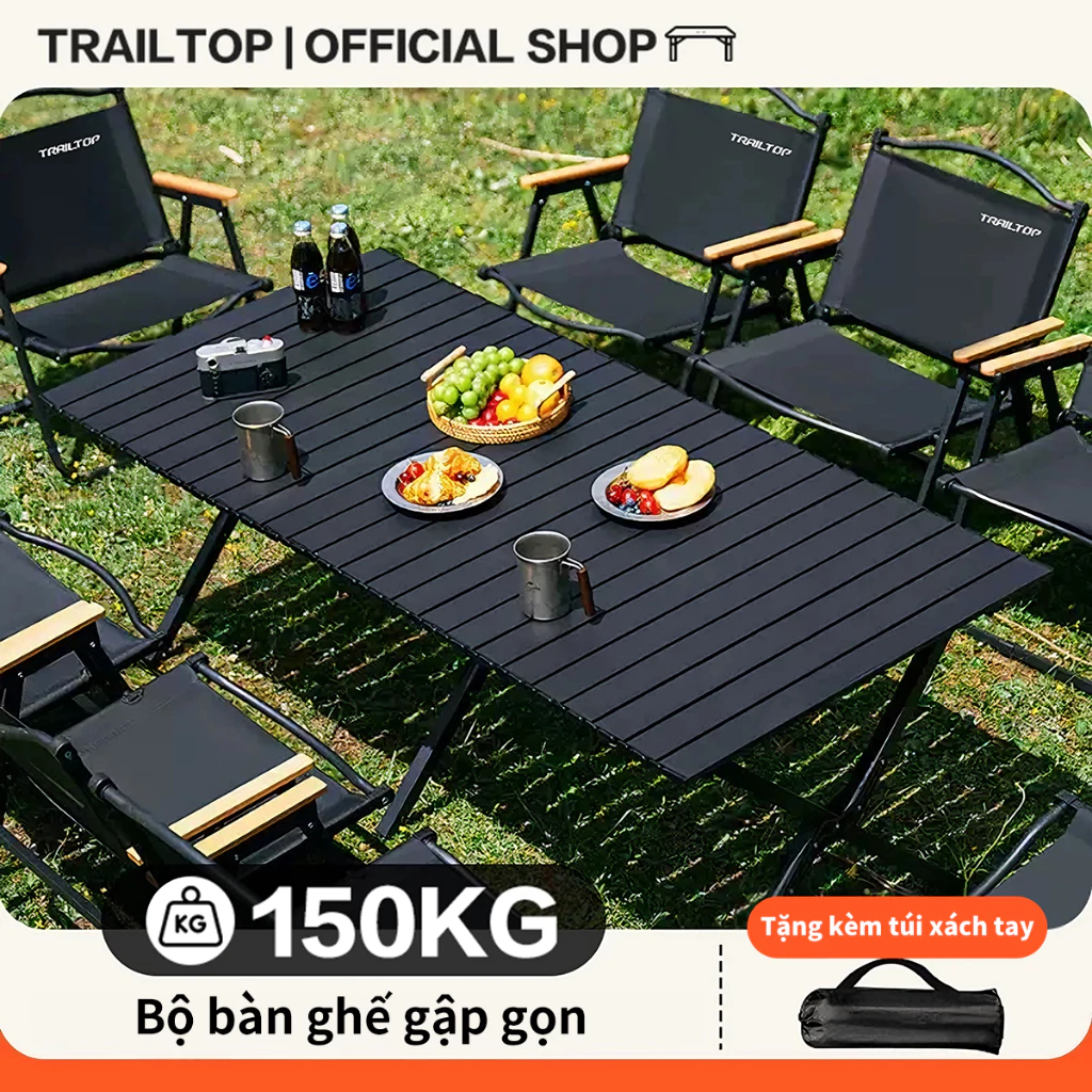 【COD】Trailtop Bàn camping gấp gọn dã ngoại, cắm trại du lịch ngoài trời ,bàn xếp gấp gọn sơn tĩnh điện gọn nhẹ