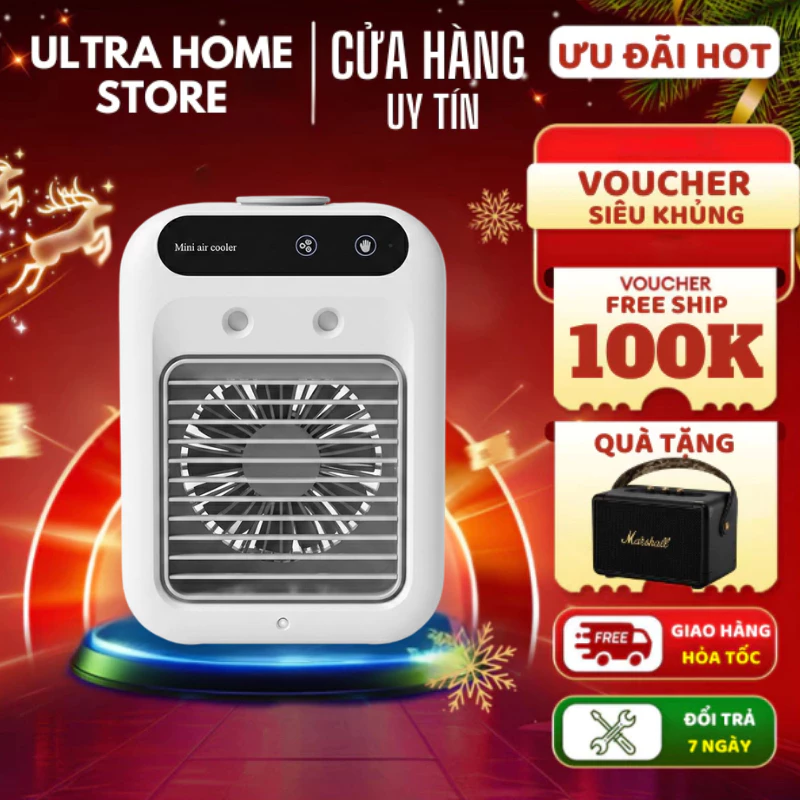 Quạt Mini Phun Sương Tích Điện – Quạt Làm Mát Để Bàn 2 Chế Độ Gió 2 Chế Độ Phun Sương