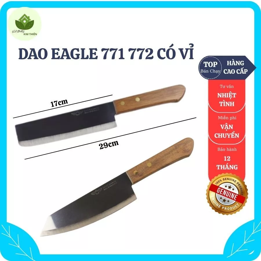 Dao Eagle 771 772 Có Vỉ Lưỡi Thép Không Gỉ 18cm Sắc Bén Dễ Cắt Rau Củ Thịt Cá - Gia Dụng Kim Thiên