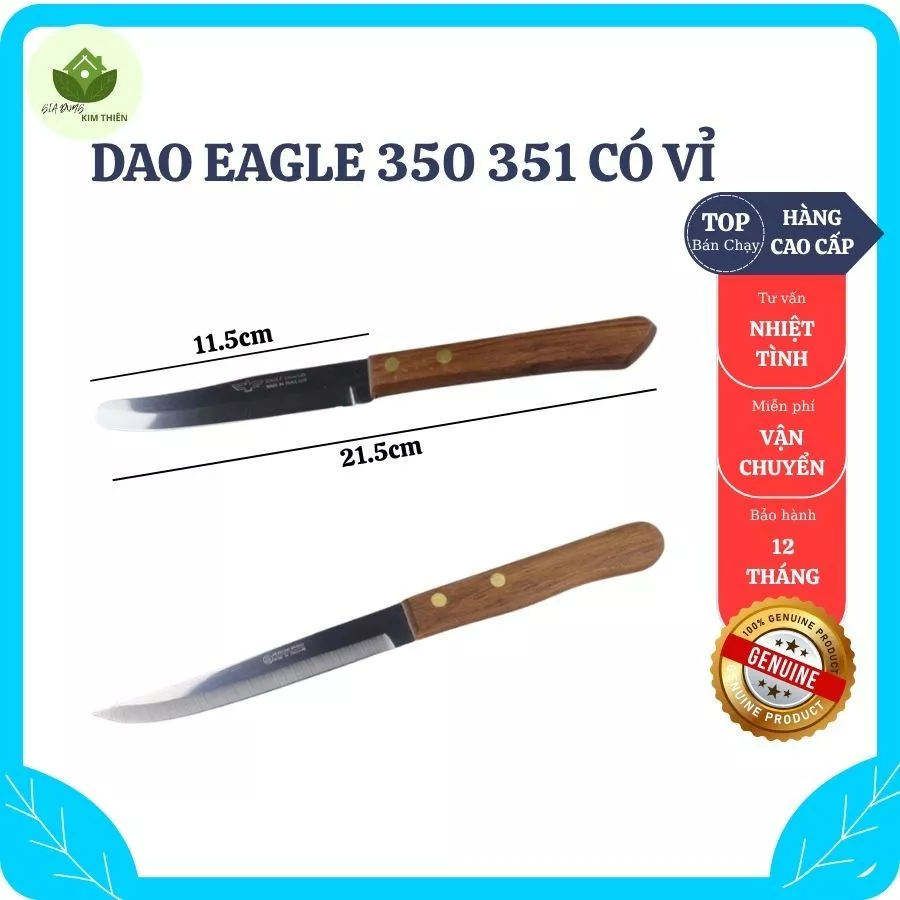Dao Eagle 350 351 Cán Gỗ Có Vỉ Lưỡi Thép Không Gỉ 11.5cm Sắc Bén Dễ Dàng Gọt Trái Cây Rau Củ - Gia Dụng Kim Thiên