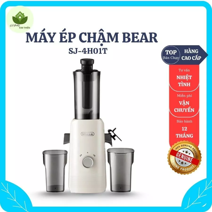 Máy Ép Chậm Bear SJ-4H01T Công Suất 130W, Lõi Lọc 2 Tầng Ép Sạch Không Cặn Giữ Trọn Vitamin - Gia Dụng Kim Thiên