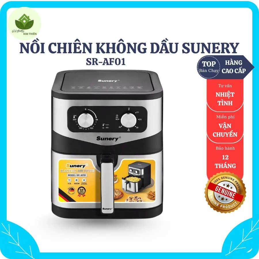 Nồi Chiên Không Dầu Sunery SR-AF01 9L Công Nghệ Không Dầu, Dải Nhiệt Đa Dạng Chiên Nướng Hiệu Quả - Gia Dụng Kim Thiên