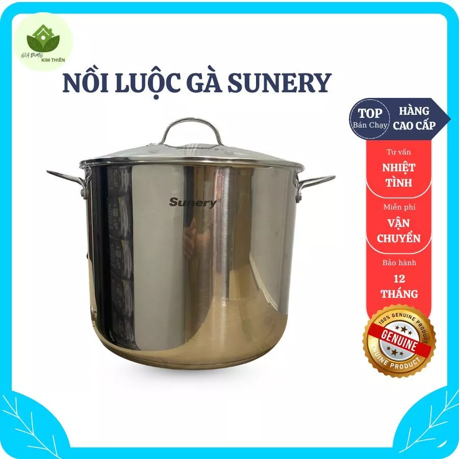 Nồi Luộc Gà Sunery SR-PT32 32cm Thiết Kế Thành Cao Luộc 2-3 Con Gà, Quai Cầm Chắc Chắn Dễ Sử Dụng - Gia Dụng Kim Thiên