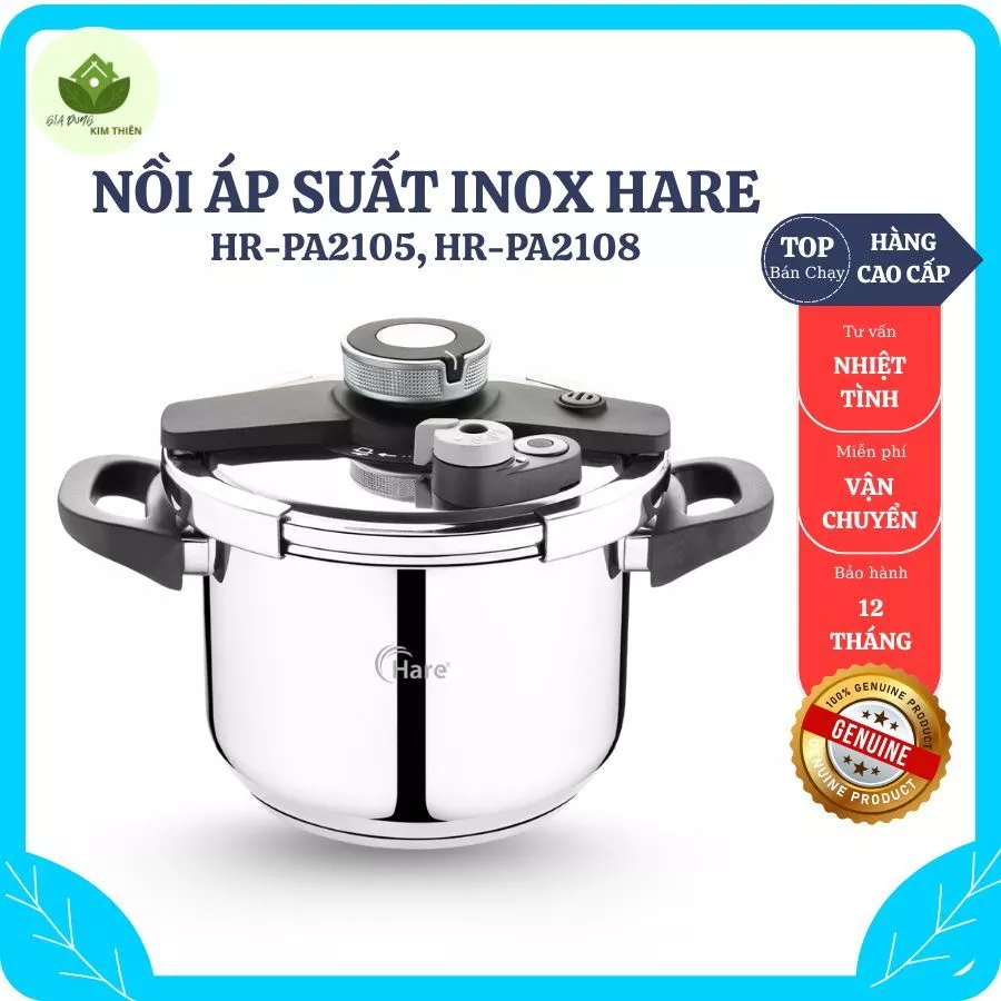 Nồi Áp Suất Inox Hare Chất Liệu Inox 304 Bền Bỉ, Ninh Hầm Nhanh Giữ Trọn Dinh Dưỡng Thực Phẩm - Gia Dụng Kim Thiên