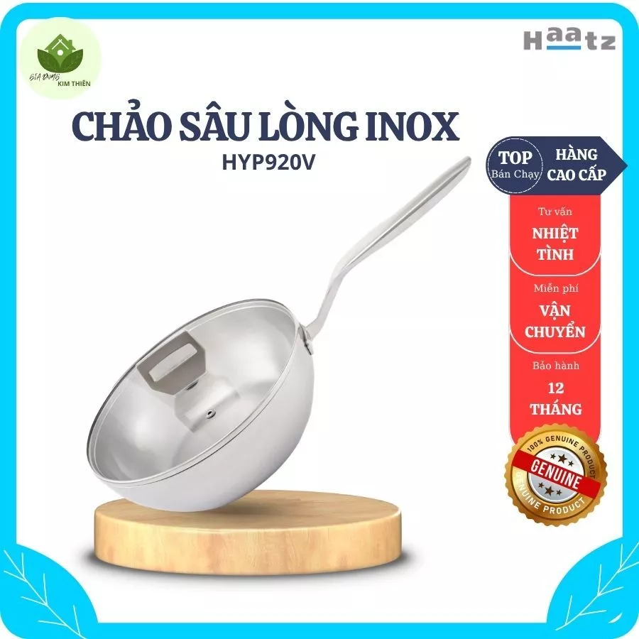 Chảo Sâu Lòng Inox Haatz HYP920V 4 Size Lòng Sâu Chiên Xào Đa Năng, Đáy Từ Dày Nấu Nhanh - Gia Dụng Kim Thiên