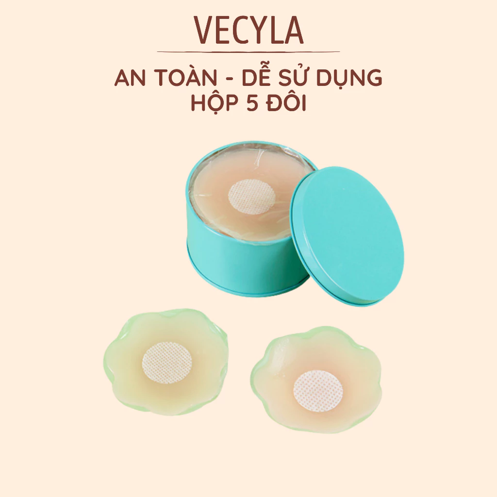 1 hộp 5 đôi dán nhũ hoa silicon cao cấp VECYLA