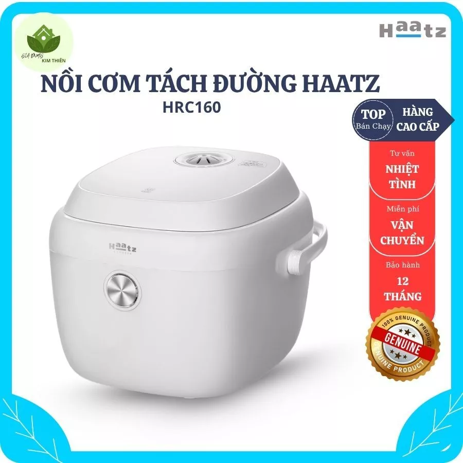 Nồi Cơm Điện Haatz 1.6L HRC160 10 Chế Độ Nấu Đa Năng, Lòng Nồi Inox 316 Chống Dính Dễ Vệ Sinh - Gia Dụng Kim Thiên