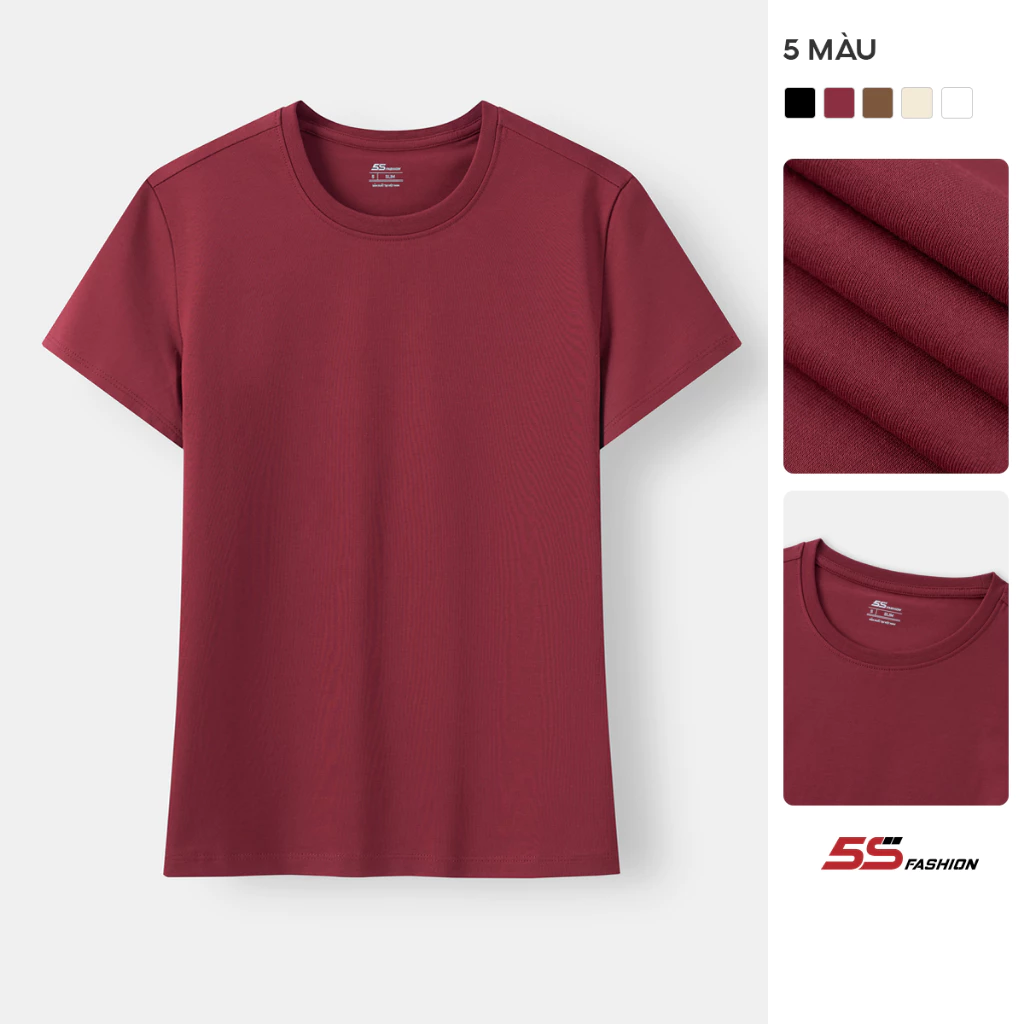 Áo Thun Ngắn Tay Nữ  Cotton 5S FASHION Trơn Phom Slimfit Tôn Dáng W0ATS26003