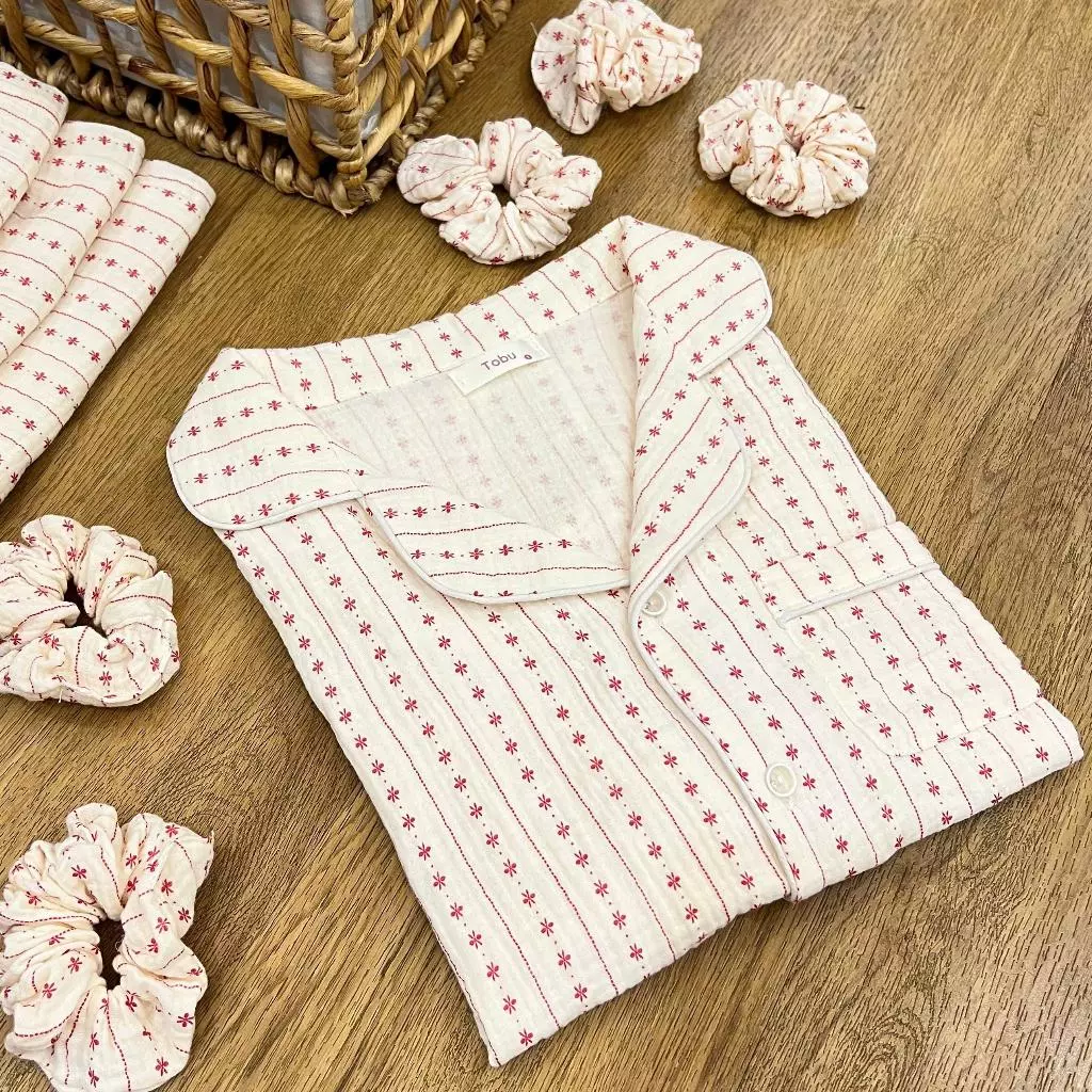 Pijama TAY CỘC QUẦN DÀI, bộ đồ ngủ Xô Muslin mềm mịn, êm da