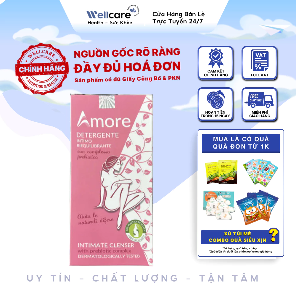 [✨CHÍNH HÃNG] Amore Intimate Cleanser chai 200ml - dung dịch vệ sinh phụ nữ từ Italy