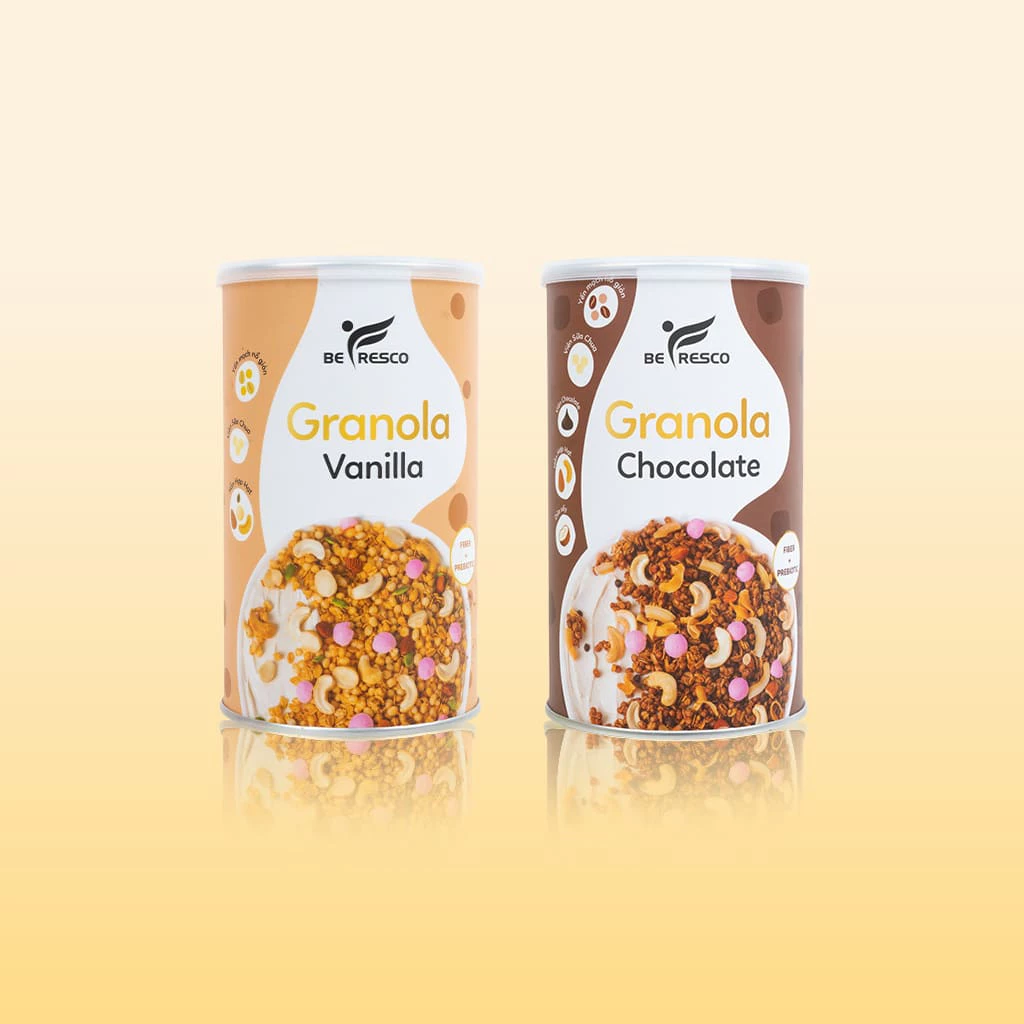 [COMBO 2 HŨ] Granola Không Trái Cây Sấy, Nhiều Topping 80% Hạt & Viên Sữa Chua, Ít Đường, Ăn Liền Befresco
