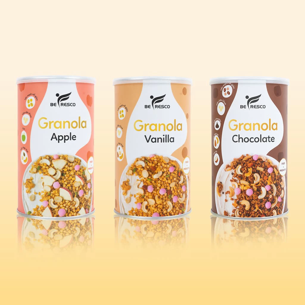 [COMBO 3 HŨ] Granola Không Trái Cây Sấy, Nhiều Topping 80% Hạt & Viên Sữa Chua, Ít Đường, Ăn Liền Befresco
