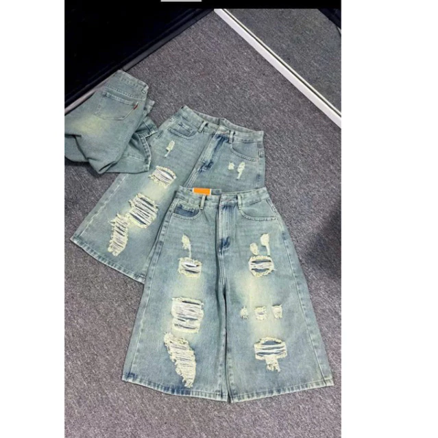 Quần Jeans Dáng lửng 62cm cạp trước khoá sau chun mặc thoải mái