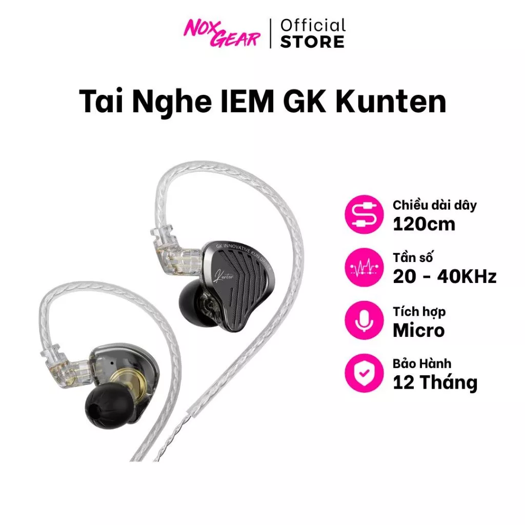 Tai Nghe IEM GK Kunten - Tai Nghe In-Ear Nhét Tai Chống Ồn Hi-Fi Chính Hãng Bảo Hành 12 Tháng