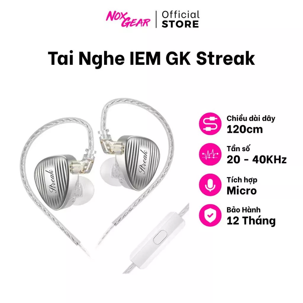 Tai Nghe IEM GK Streak - Tai Nghe In-Ear Hi-Fi Đa Dụng Nghe Nhạc Chơi Game - Hàng Chính Hãng