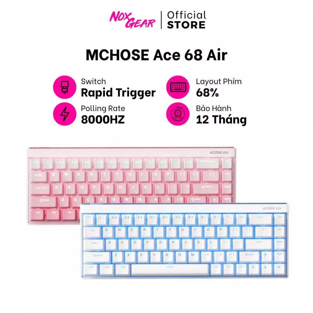 Bàn Phím Cơ Gaming MCHOSE ACE68 AIR - Bàn Phím Rapid Trigger - Hàng Chính Hãng Bảo Hành 1 Năm