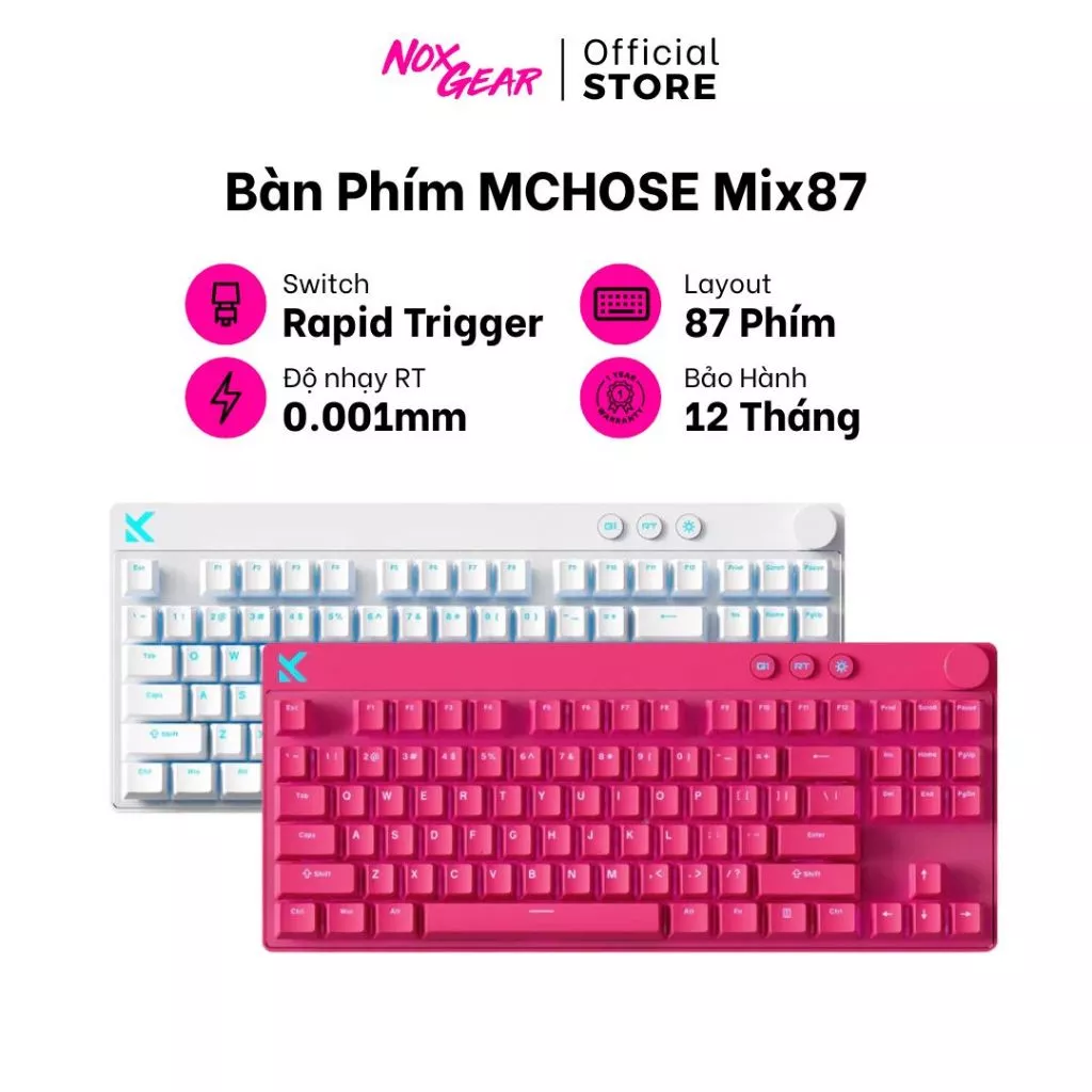 Bàn Phím Cơ Gaming Mchose Mix87 - Rapid Trigger - Switch Nam Châm 8K Polling Rate - Độ Trễ Siêu Thấp