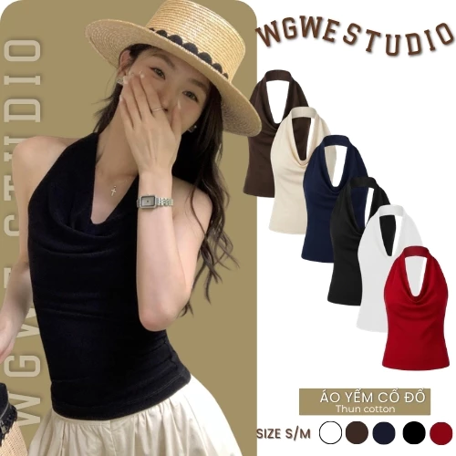 WGWE Studio Áo Yếm Nữ Cổ Đổ Hở Lưng – Áo Yếm Thun Nữ Tôn Dáng Sexy Thời Trang 8831