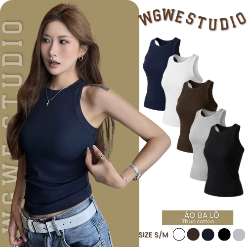 WGWE Studio Áo Ba Lỗ Nữ – Áo Bra Nữ Cotton Mềm Mịn, Co Giãn Thoải Mái Mùa Hè 8505