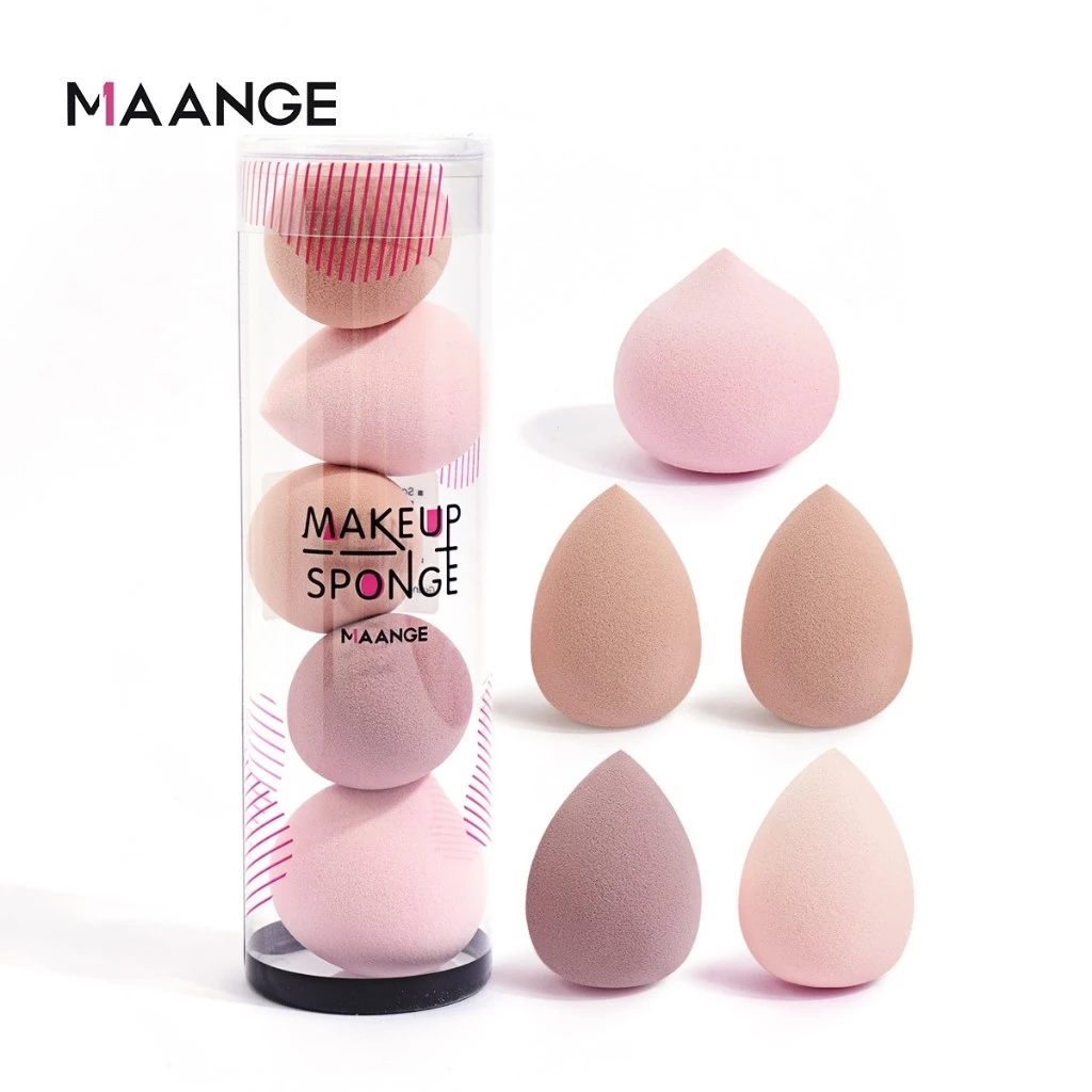 MAANGE Bông Mút Trang Điểm 5 trong 1,miếng bọt biển trang điểm mềm mại cho kem nền Thùng đựng đồ miễn phí 51140