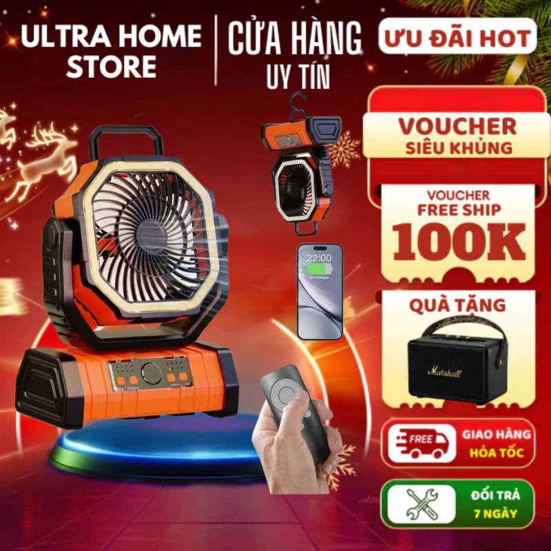 Quạt tích điện F6,mountainhiker,pin khủng 20000mAh,nhỏ gọn dùng camping cắm trại, dã ngoại-SZK1032