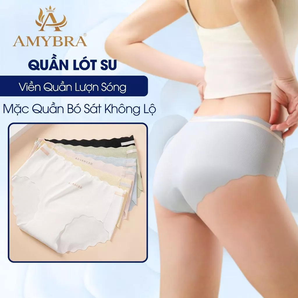 Combo 3 Quần Lót Nữ Su Viền Lượn Sóng Quyến Rũ - Set 3 Quần Chip Nữ Cạp Vừa Tôn Dáng AMYBRA L8368