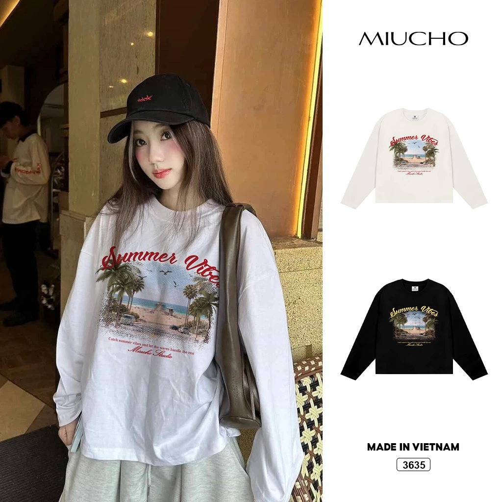 Áo thun nam nữ tay dìa form boxy Summer vibes Miucho 3635