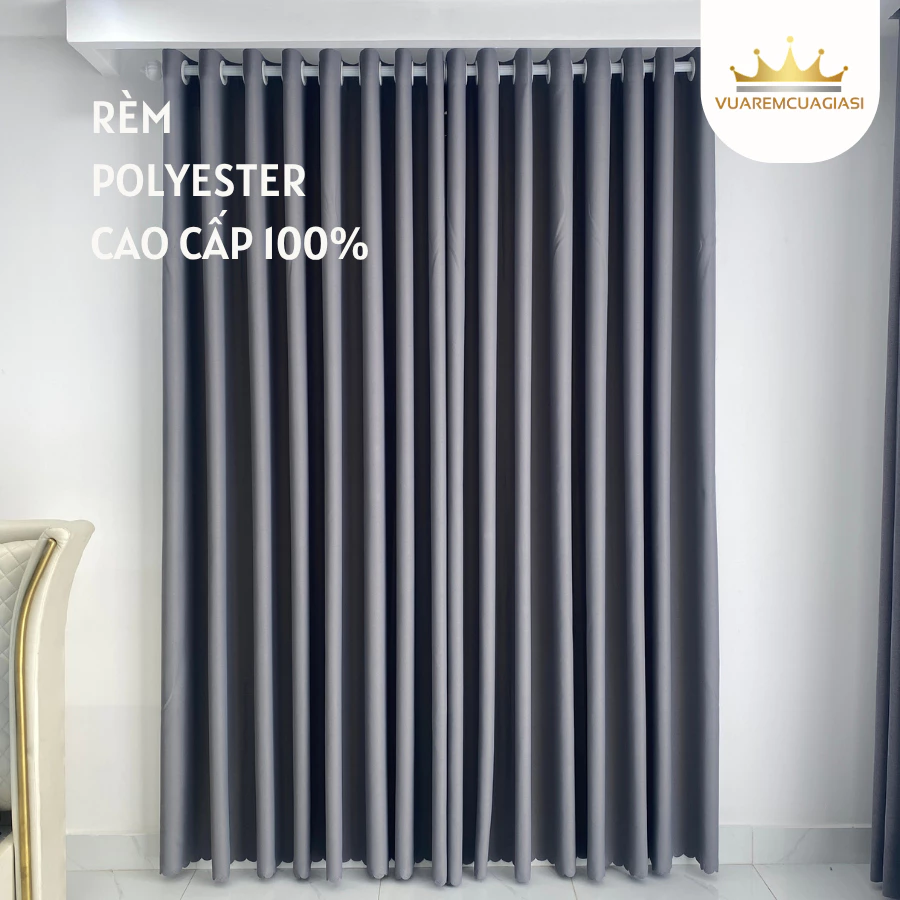 Rèm cửa vải bố cao cấp màu (N1)Xám Đậm cao cấp chống nắng 99% đầy đủ kích thước, rèm cửa sổ cửa chính vuaremgiasi