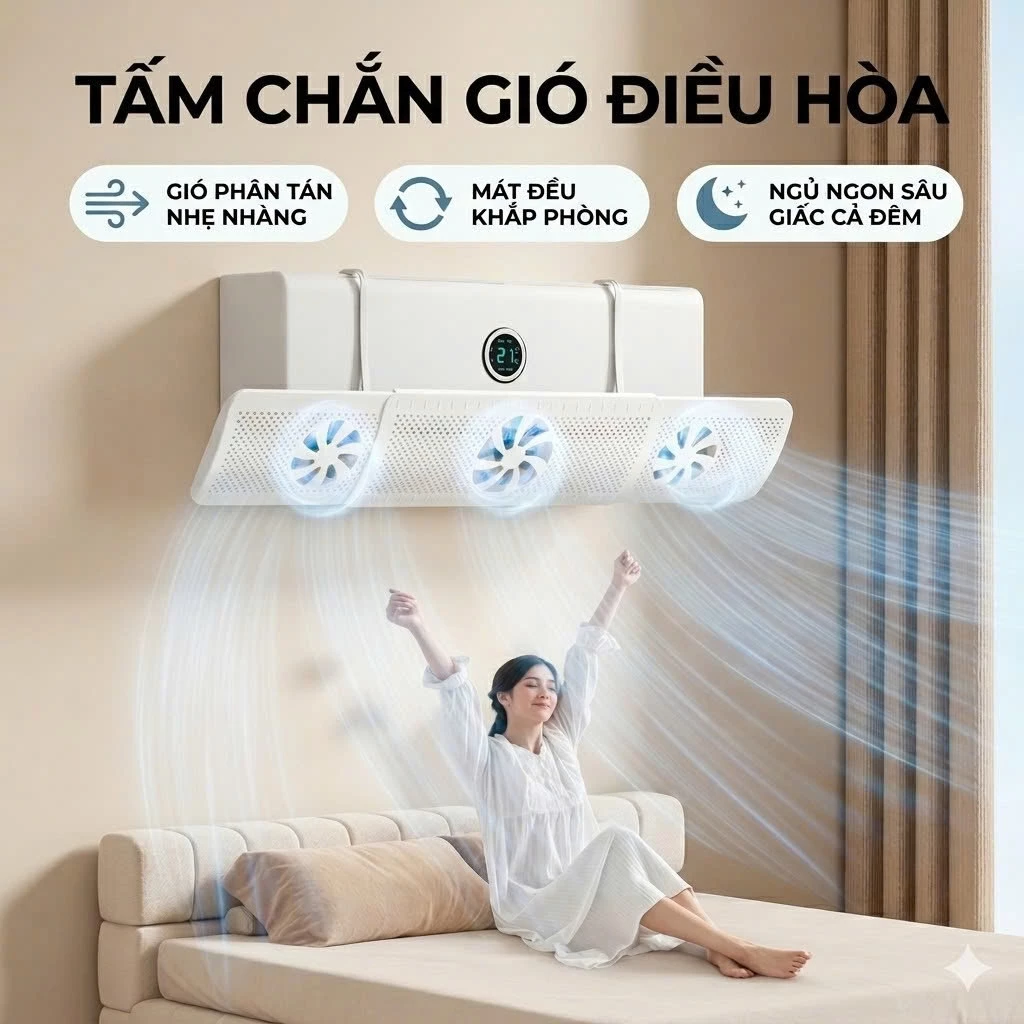 Tấm Chắn Điều Hướng Gió Điều Hòa, Thanh Cản Gió Có Quạt Tản, Co Giãn Linh Hoạt Mọi Máy Lạnh, Bảo Vệ Sức Khỏe,An Toàn.